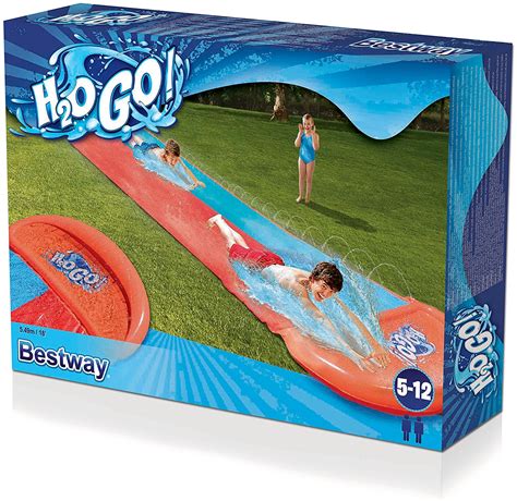 This H2O go slider is great fun unroll it, plug a hose into it and you are ready to go Jump on it and sliiiiiiiiiiiiiiddeeeeeeeeeHave funhttpon. . Hogo water slide